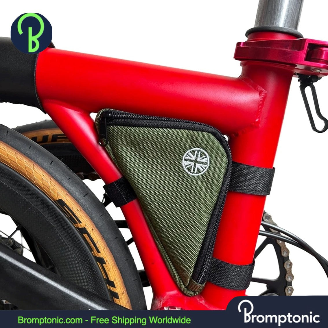 Bromptonic Borsa porta attrezzi per bicicletta a triangolo con bandiera