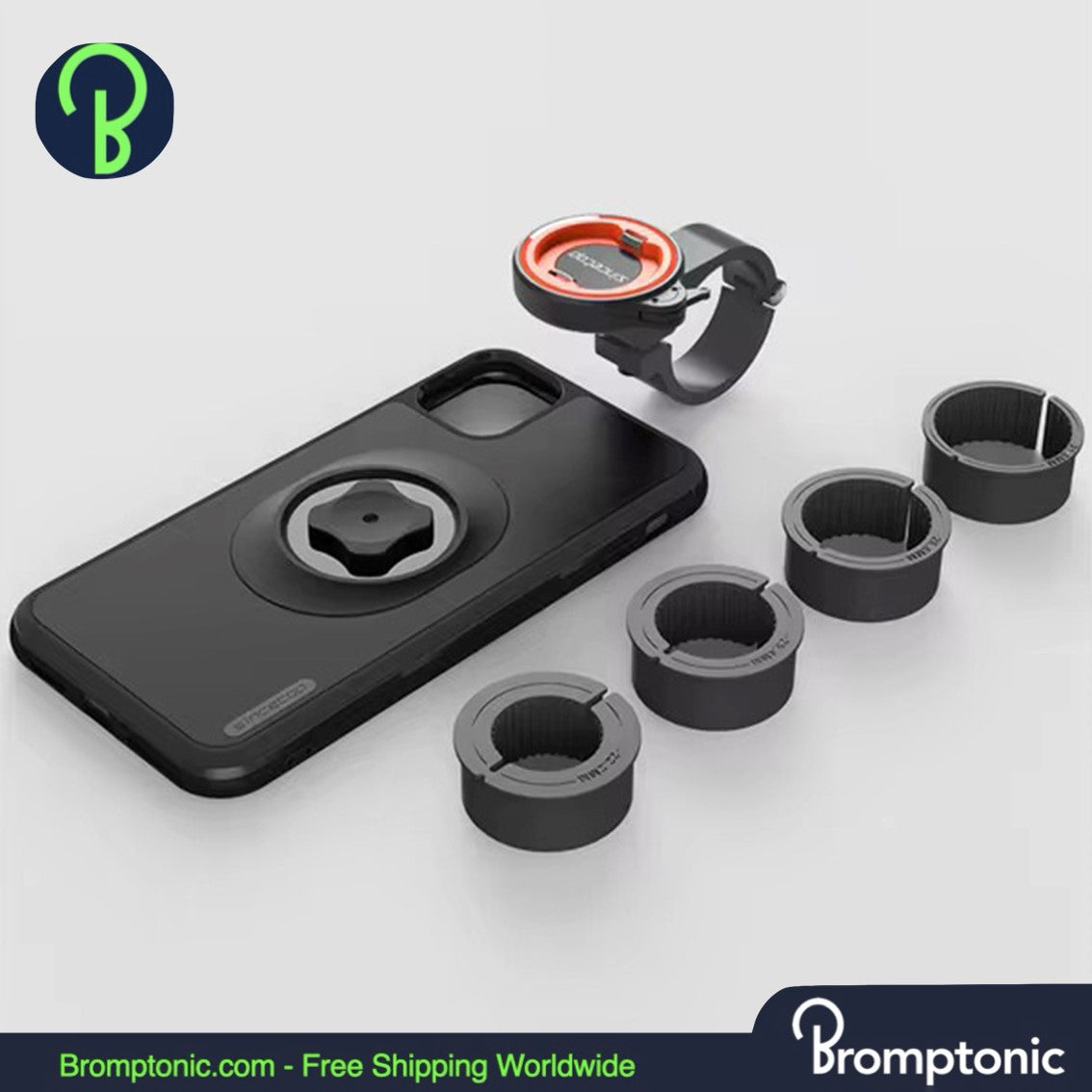 Bromptonic Quadlock Phone Holder Custodia antiurto per iPhone con Quad Lock